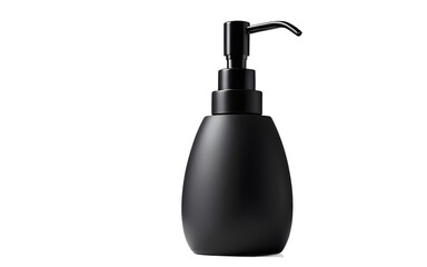 Fototapeta premium A sleek black soap dispenser with a matte finish on a empty plain background
