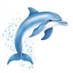Obraz premium Majestic watercolor dolphin leaping gracefully with splashes of water