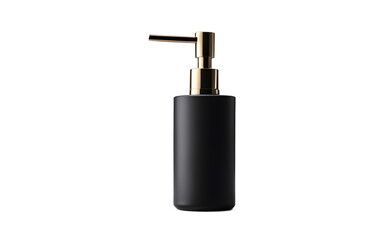 Obraz premium A sleek black soap dispenser with a matte finish on a empty plain background