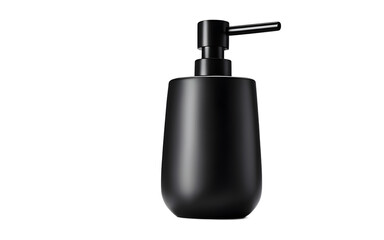 Obraz premium A sleek black soap dispenser with a matte finish on a empty plain background