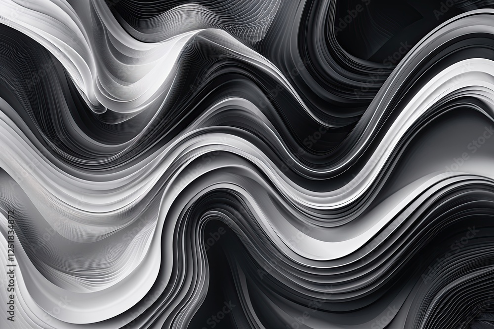 Poster monochrome textures and smooth fluid waves for stylish web headers and dynamic banners
