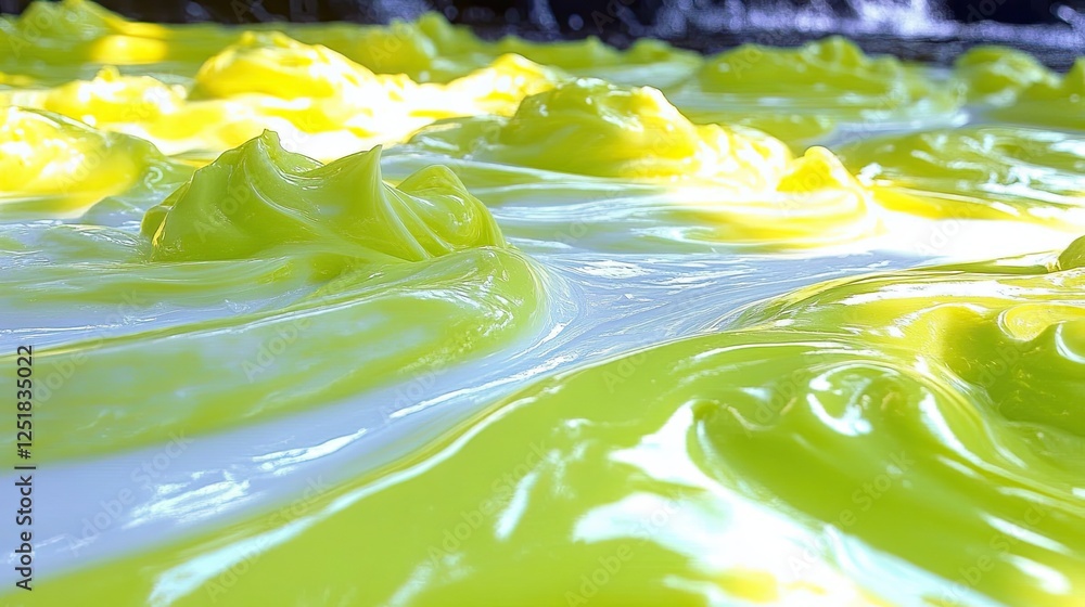 Poster Bright Lime Cream Swirls Creating Artistic Patterns Under Warm Sunlight in a Creative Setting