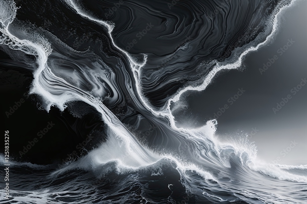 Aufkleber intriguing grimy sound layer in black and white liquid vortex with ocean wave gradient for eye-catch