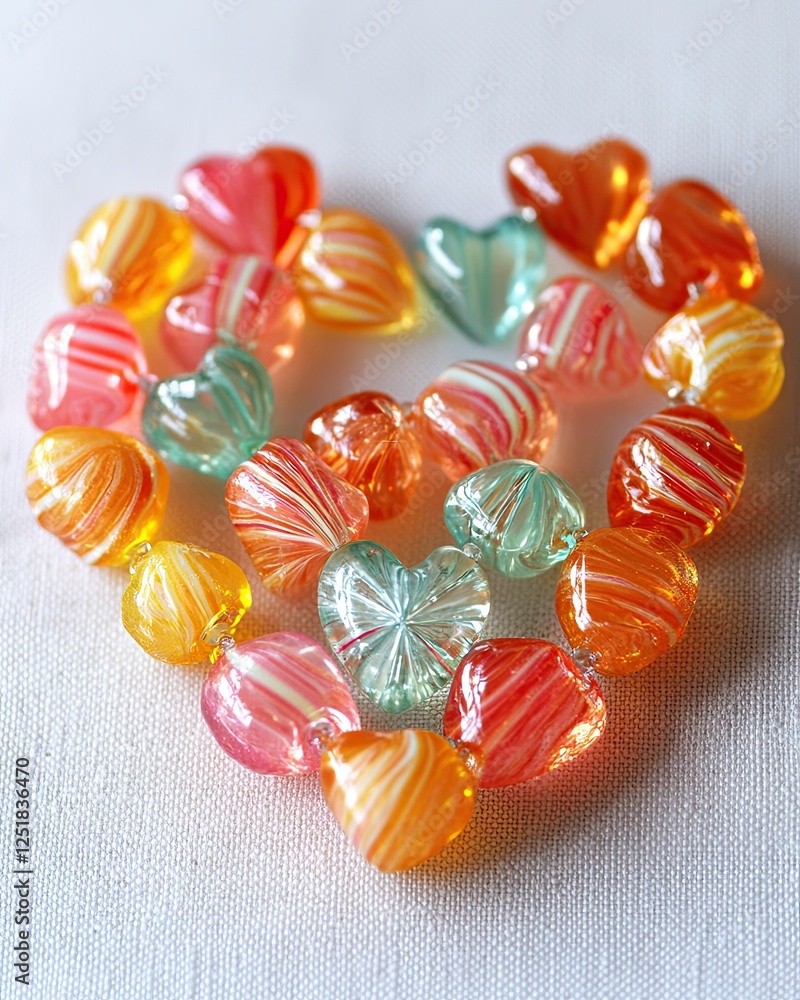 Aufkleber make a heart shape with colorful candies on a smooth surface for your special day!