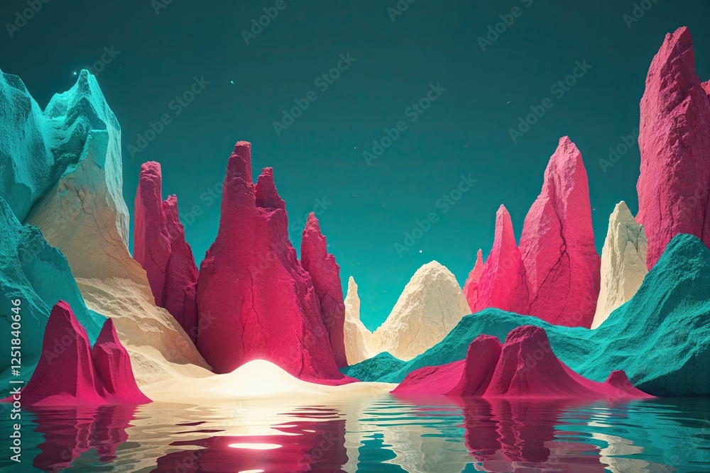 Aufkleber radiant ruby and teal abstract cream art with vibrant color gradients and textured graphic design