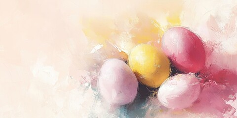 Colorful Easter eggs arranged on a soft background for a spring celebration