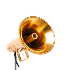 Golden Bullhorn: A shiny golden bullhorn, a symbol of communication, broadcasting, and getting your message heard. The bullhorn stands tall, ready to amplify your voice.  