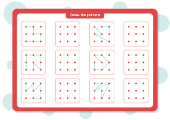 Follow the dot Pattern 3 for kids worksheet printable