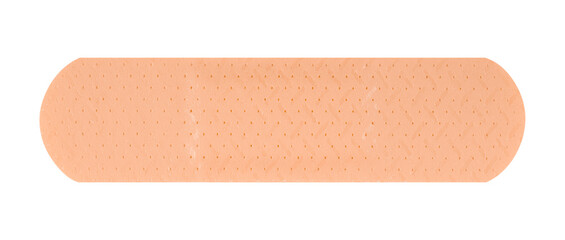 Single adhesive bandage isolated on a transparent background. Stock photo.