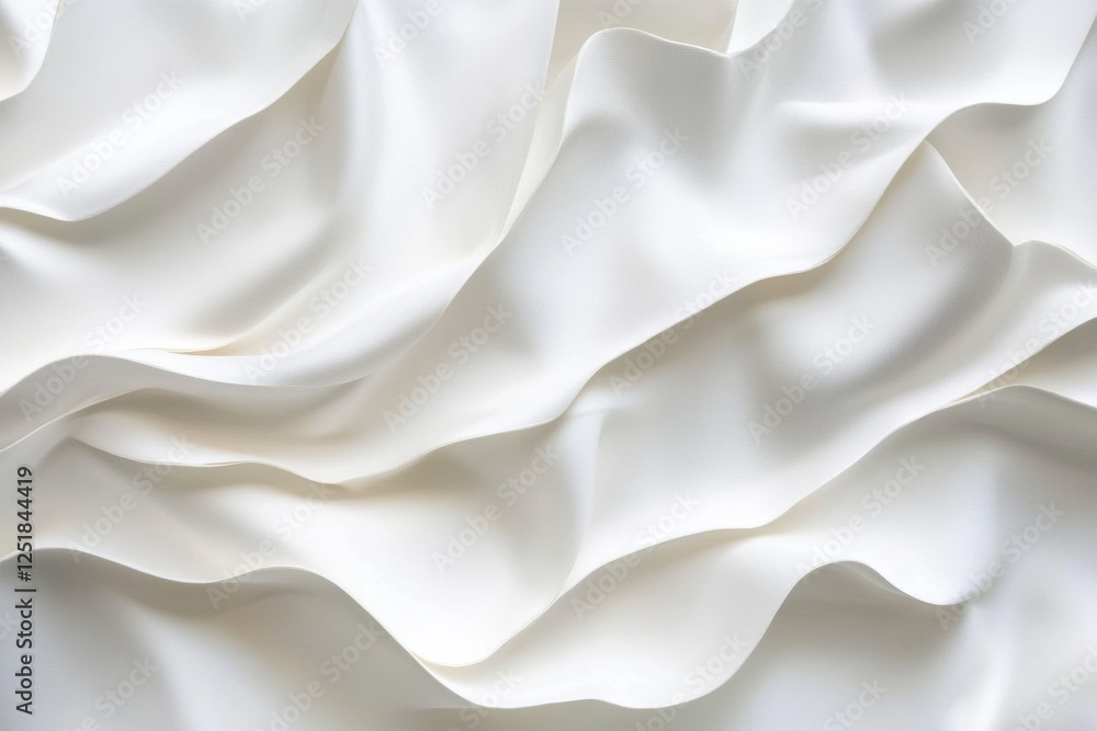 Poster White crumpled paper creating soft folds and an abstract texture