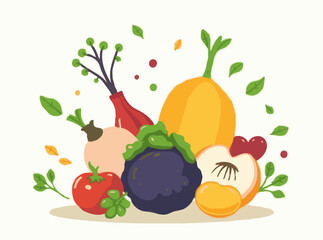 Fresh Organic Vegetables Vector Illustration for Healthy Eating