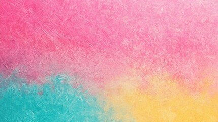Fototapeta premium Colorful pink, yellow and turquoise gradient noisy grain background texture