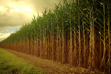 Golden Hour in the Maize Field: A Serene Rural Landscape