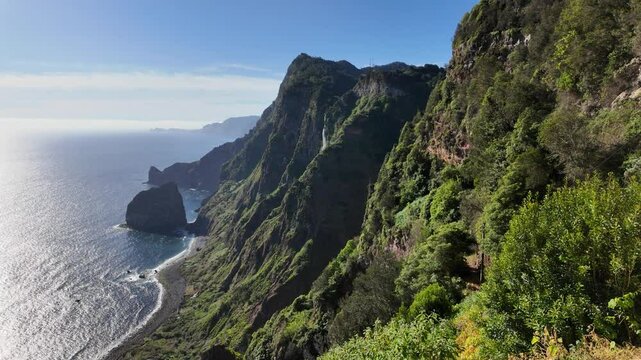 Beautiful seascape at Rocha do Navio viewpoint, on Madeira Island, Portugal