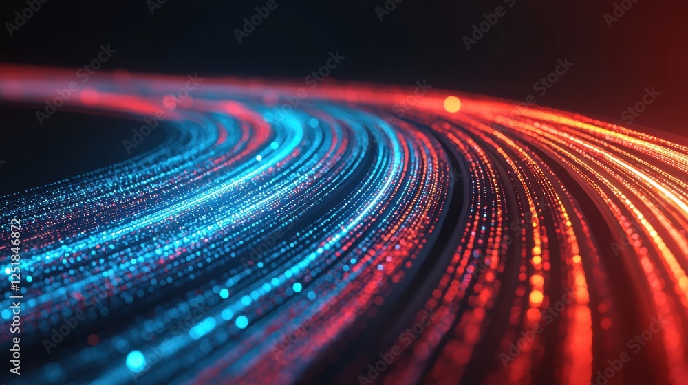 Aufkleber Glowing streaks creating curved lines with speed motion blur effect