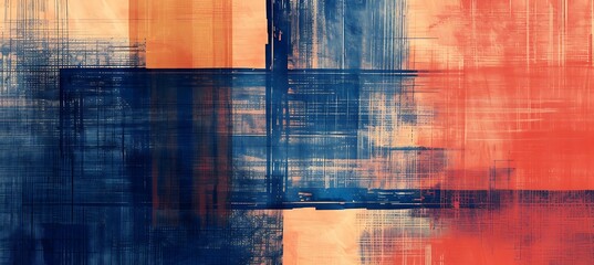 Fototapeta premium Geometric Blue and Orange Diagonal Strips Background Featuring Abstract Patterns and Dynamic Aesthetic Design.