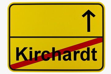 Obraz premium Illustration eines Ortsausgangsschildes von Kirchardt in Baden-Württemberg