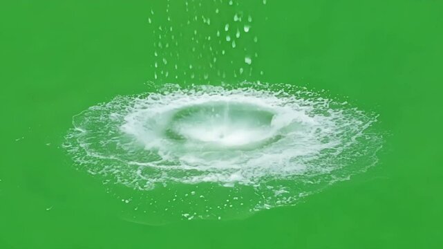 Circular splash pattern forming at the base of the geyser after eruption. Green screen chromakey