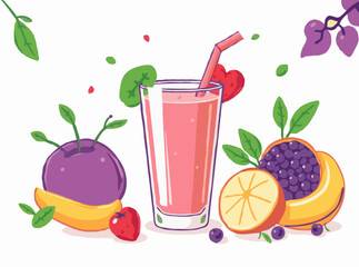 Vibrant Smoothie Ingredients Vector Illustration for Wellness