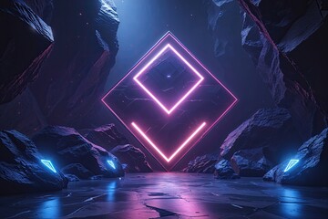 Vibrant Neon Geometric Gaming Banner Abstract Background for Promotional Advertising