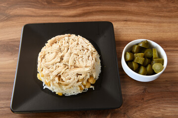 Traditional delicious Turkish food; Turkish style rice pilaf (Turkish name; Arpa sehriyeli. tavuk,...