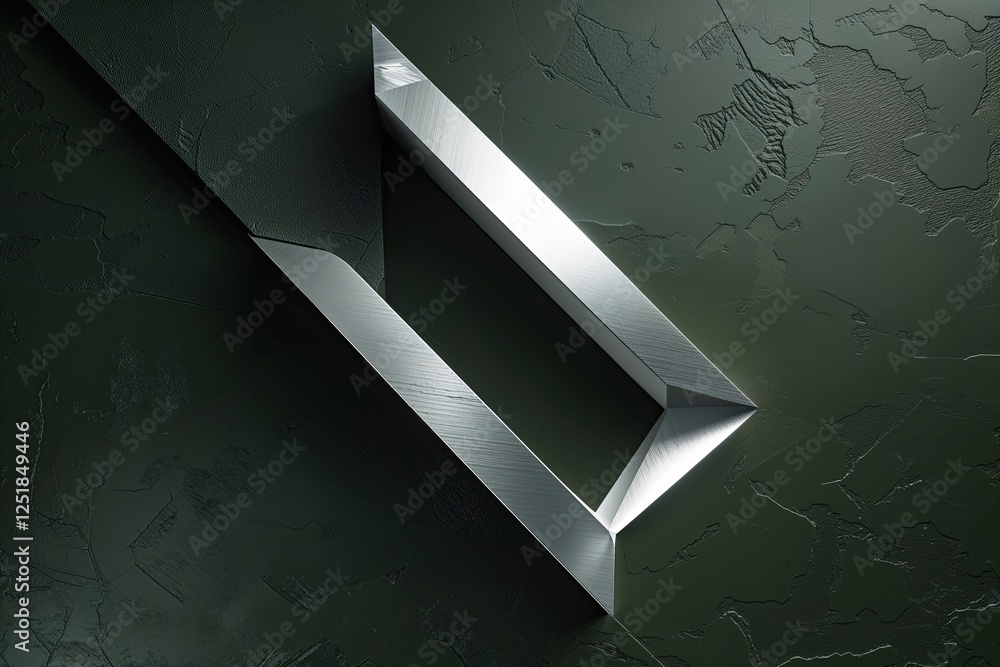Poster high-tech silver angular design on dark textured army green background