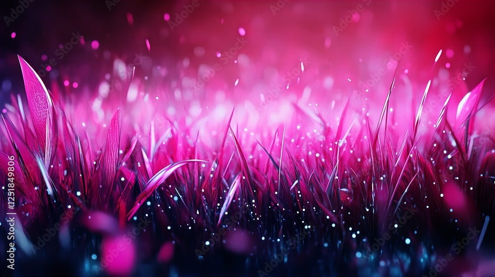 Aufkleber abstract image of pink grass with bokeh lights in the background.
