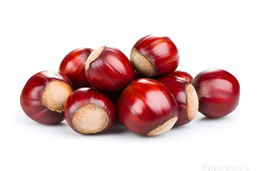 Obraz premium Heap of chestnuts isolated on white backdrop
