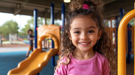 Child smiles at playground