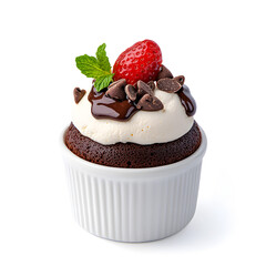 Chocolate Souffle delicious dessert isolated on white background
