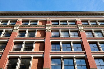 Fototapeta premium Classic Red Brick and Glass Facade (New York, New York, USA) 