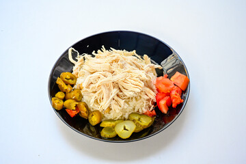 Traditional delicious Turkish food; Turkish style rice pilaf (Turkish name; Arpa sehriyeli. tavuk,...