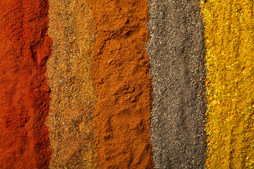 Mix of different aromatic spices as background