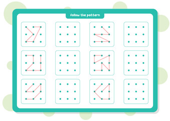 Follow the dot Pattern 1 for kids worksheet printable