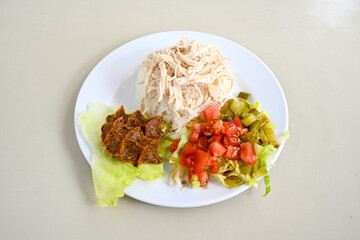 Traditional delicious Turkish food; Turkish style rice pilaf (Turkish name; Arpa sehriyeli. tavuk,...