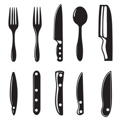 Professional Chef Knife Silhouettes: Clean Vector Design
