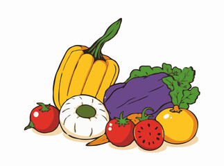 Fresh Organic Vegetables Vector Illustration for Healthy Eating