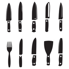 Essential Kitchen Knife Silhouettes: Perfect Vector Collection