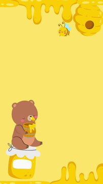bear and honey frame, 2d looping animation