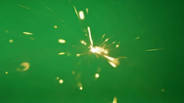 Flickering spark flares create an illusion of depth populating the green space with energy. Green screen chromakey