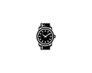 Vector illustration of a black silhouette of a classic wristwatch
