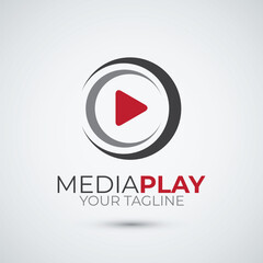 Media player logo flat icon design template © Rendra