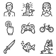 Essential Flat Icon Set Isolated On White Background