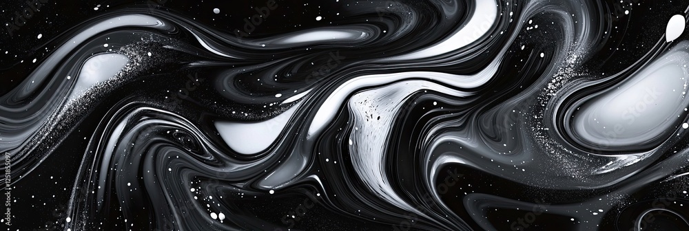 Aufkleber a dynamic abstract black and white pattern showcasing swirling forms and intricate textures, perfect
