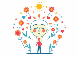Emotional Well-being Concept in Vibrant Vector Art