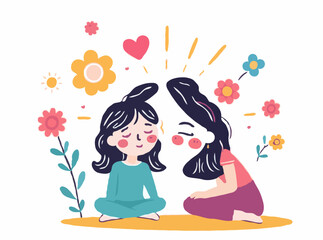 Emotional Well-being Concept in Vibrant Vector Art