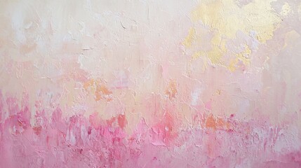 Fototapeta premium Swirls of soft pink and gold create a harmonious abstract landscape with delicate textures, blending together in a soothing visual experience ideal for modern decor