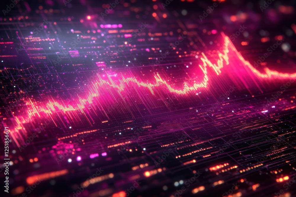 Poster abstract digital visualization of data trends in vibrant colors.