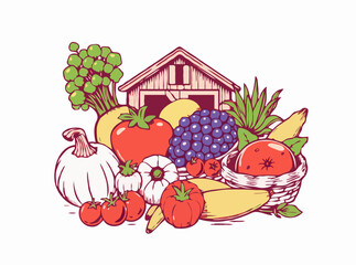 Farm Fresh Produce in Detailed Vector Design