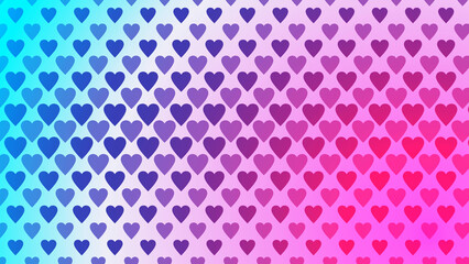 seamless pattern with repeating hearts with bright colorful gradient